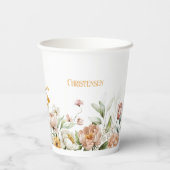 Gobelets En Papier Monogramme Initial & Nom, Coupes Florales de papie (Verso)
