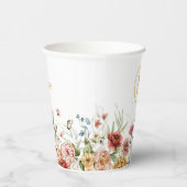 Gobelets En Papier Monogramme Initial & Nom, Coupes Florales de papie (Droite)