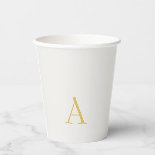 Gobelets En Papier Monogramme initial professionnel couleur or et pas (Recto)