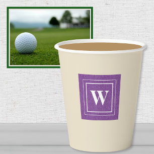 Gobelets En Papier Monogramme, Joli Denim Violet Imprimer Tasses De P