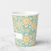 Gobelets En Papier Monogramme joli fleurs orange sur vert (Gauche)