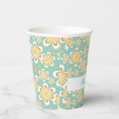 Gobelets En Papier Monogramme joli fleurs orange sur vert (Droite)