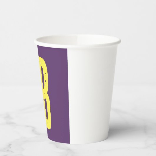 Gobelets En Papier Monogramme Lettres initiales Indigo Yellow Minimal (Gauche)