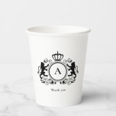 Gobelets En Papier Monogramme, logo, emblème & lion mariage Coupe en  (Verso)