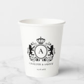 Gobelets En Papier Monogramme, logo, emblème & lion mariage Coupe en  (Recto)
