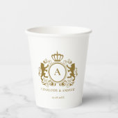 Gobelets En Papier Monogramme, logo, emblème & lion mariage Coupe en (Recto)