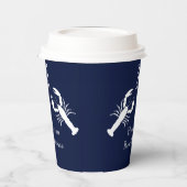 Gobelets En Papier Monogramme Marine Bleu Bleu Homard Nautique (Gauche)