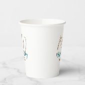 Gobelets En Papier Monogramme marron bleu turquoise année simple mini (Gauche)