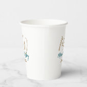 Gobelets En Papier Monogramme marron bleu turquoise année simple mini (Droite)