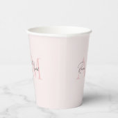 Gobelets En Papier Monogramme minimal initial et nom Pastel rose (Droite)