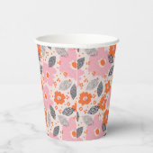 Gobelets En Papier Monogramme | Modèle floral rétro mignon (Droite)