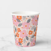 Gobelets En Papier Monogramme | Modèle floral rétro mignon (Recto)