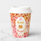 Gobelets En Papier Monogramme moderne élégant Nom 21e fête d'annivers (Verso)