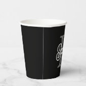 Gobelets En Papier Monogramme moderne élégant Nom noir Gris noir Scri (Droite)
