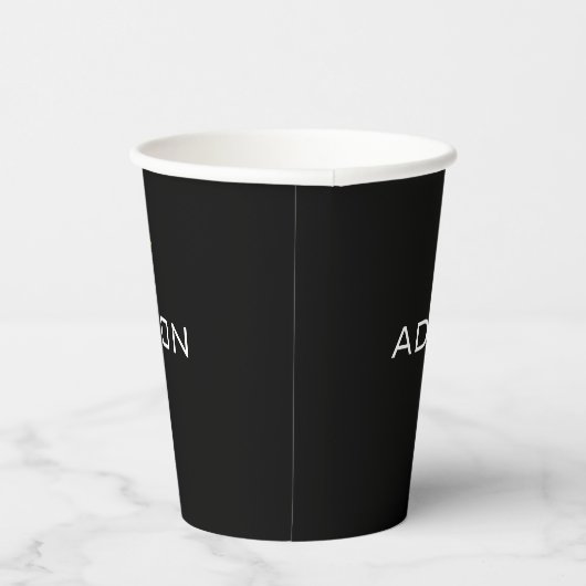 Gobelets En Papier Monogramme moderne en noir et or (Droite)
