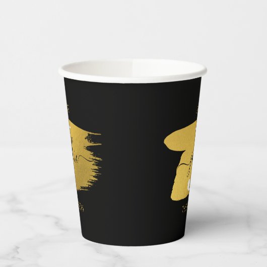 Gobelets En Papier Monogramme moderne noir et or (Gauche)