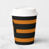 Gobelets En Papier Monogramme moderne orange et noir (Gauche)