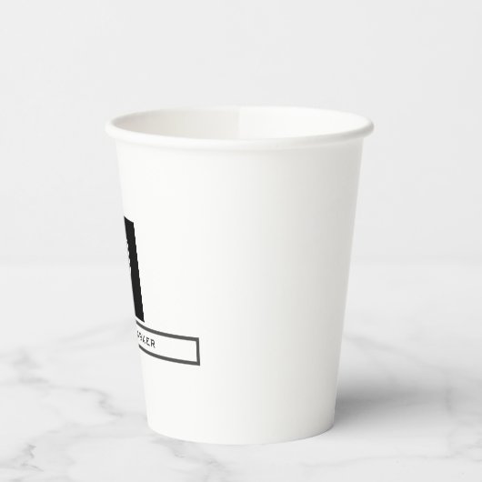 Gobelets En Papier Monogramme moderne Professional Plain Nom simple (Gauche)