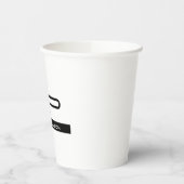 Gobelets En Papier Monogramme noir blanc Nom Plaque moderne Simple (Gauche)