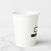 Gobelets En Papier Monogramme noir blanc Nom Plaque moderne Simple (Droite)