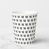 Gobelets En Papier Monogramme noir et blanc initial motif moderne (Verso)