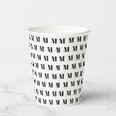 Gobelets En Papier Monogramme noir et blanc initial motif moderne (Droite)
