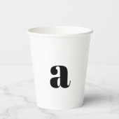 Gobelets En Papier Monogramme noir et blanc personnalisé moderne anni (Verso)