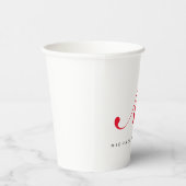 Gobelets En Papier Monogramme Nom initial Blanc Rouge Unique Minimali (Droite)