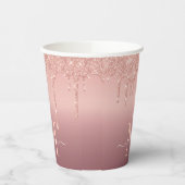 Gobelets En Papier Monogramme Nom Rose Gold Blush Parties scintillant (Gauche)