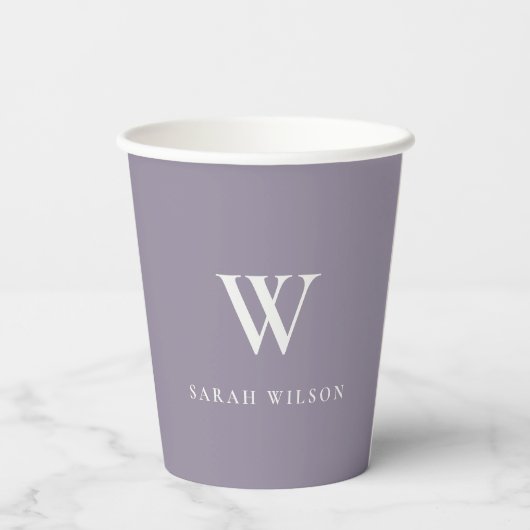 Gobelets En Papier Monogramme promotionnel personnalisé Lilac simple (Verso)