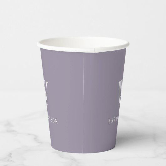 Gobelets En Papier Monogramme promotionnel personnalisé Lilac simple (Droite)