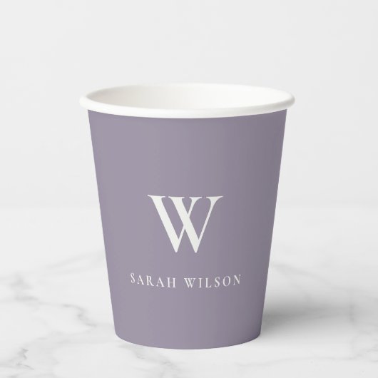 Gobelets En Papier Monogramme promotionnel personnalisé Lilac simple (Recto)
