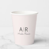 Gobelets En Papier Monogramme rose personnalisé (Recto)