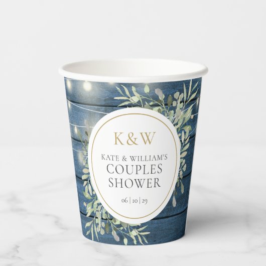 Gobelets En Papier Monogramme rustique Couples de verdure Wedding sho (Verso)