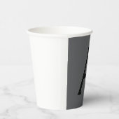Gobelets En Papier Monogramme simple gris classique Ajouter un nom in (Droite)