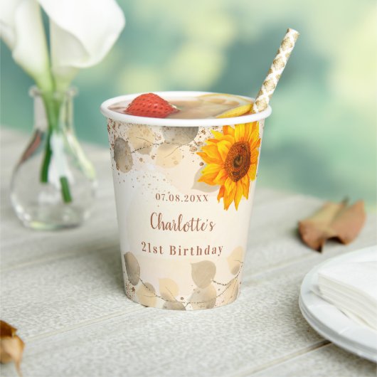 Gobelets En Papier Monographie de parties scintillant de tournesol à  (Insitu)