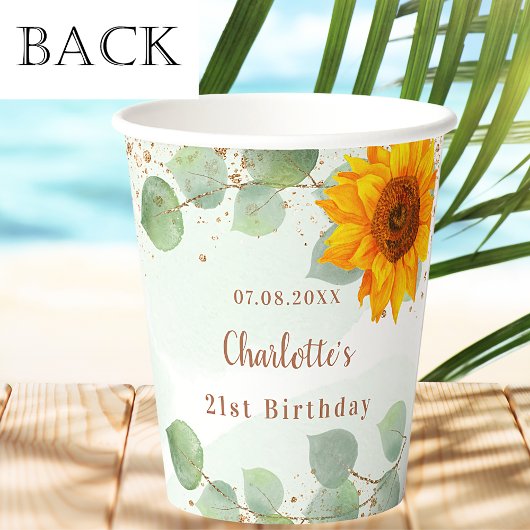 Gobelets En Papier Monographie de tournesol de parties scintillant d'