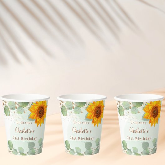 Gobelets En Papier Monographie de tournesol de parties scintillant d'