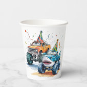 Gobelets En Papier Monster Shark Camion Anniversaire Bash (Verso)