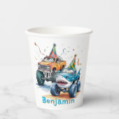 Gobelets En Papier Monster Shark Camion Anniversaire Bash (Recto)