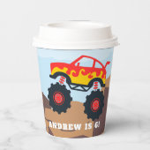 Gobelets En Papier Monster Truck Boy fête d'anniversaire (Verso)