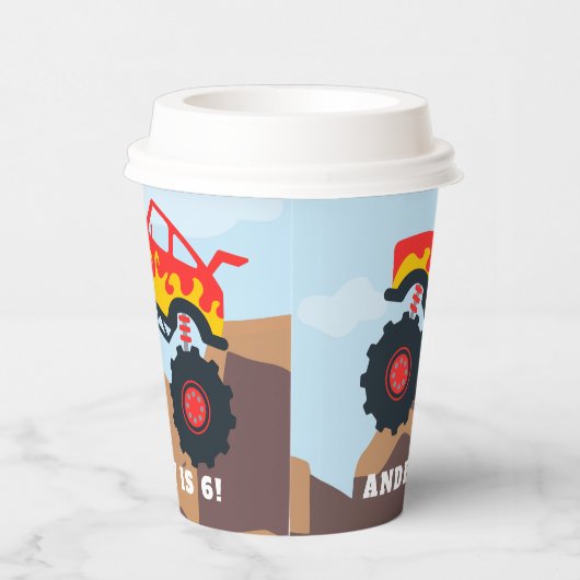 Gobelets En Papier Monster Truck Boy fête d'anniversaire (Droite)