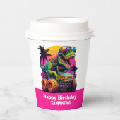 Gobelets En Papier MONSTER TRUCK Dinosaur Anniversaire rose (Recto)
