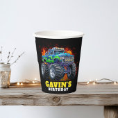 Gobelets En Papier Monster Truck Personnalisé Anniversaire Fête