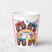 Gobelets En Papier Monster Truck Rainbow Boy Anniversaire Bash (Verso)