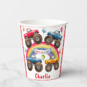 Gobelets En Papier Monster Truck Rainbow Boy Anniversaire Bash (Recto)