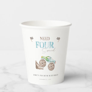 Gobelets En Papier Monster Trucks 4th Birthday Paper Cup