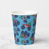 Gobelets En Papier Monster Trucks et Motif des arbres de Noël (Gauche)