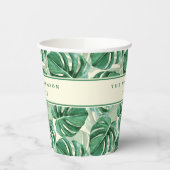 Gobelets En Papier Monstera Feuille Motif Summer Party Monogramme (Gauche)