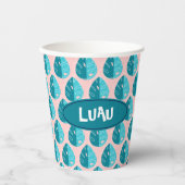 Gobelets En Papier Monstera Leaves - Blue and Pink (Recto)